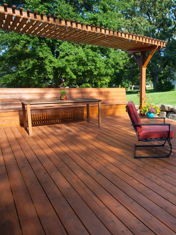 New backyard deck with a pergola by Cincinnati deck builders.