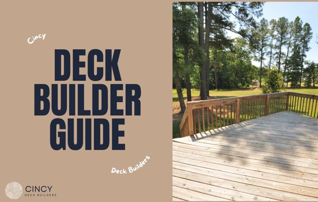 Featured image for a blog post titled "How to Choose the Best Custom Deck Builder." On the left of the image it says "Deck Builder Guide" and on the right side is an image of a deck.